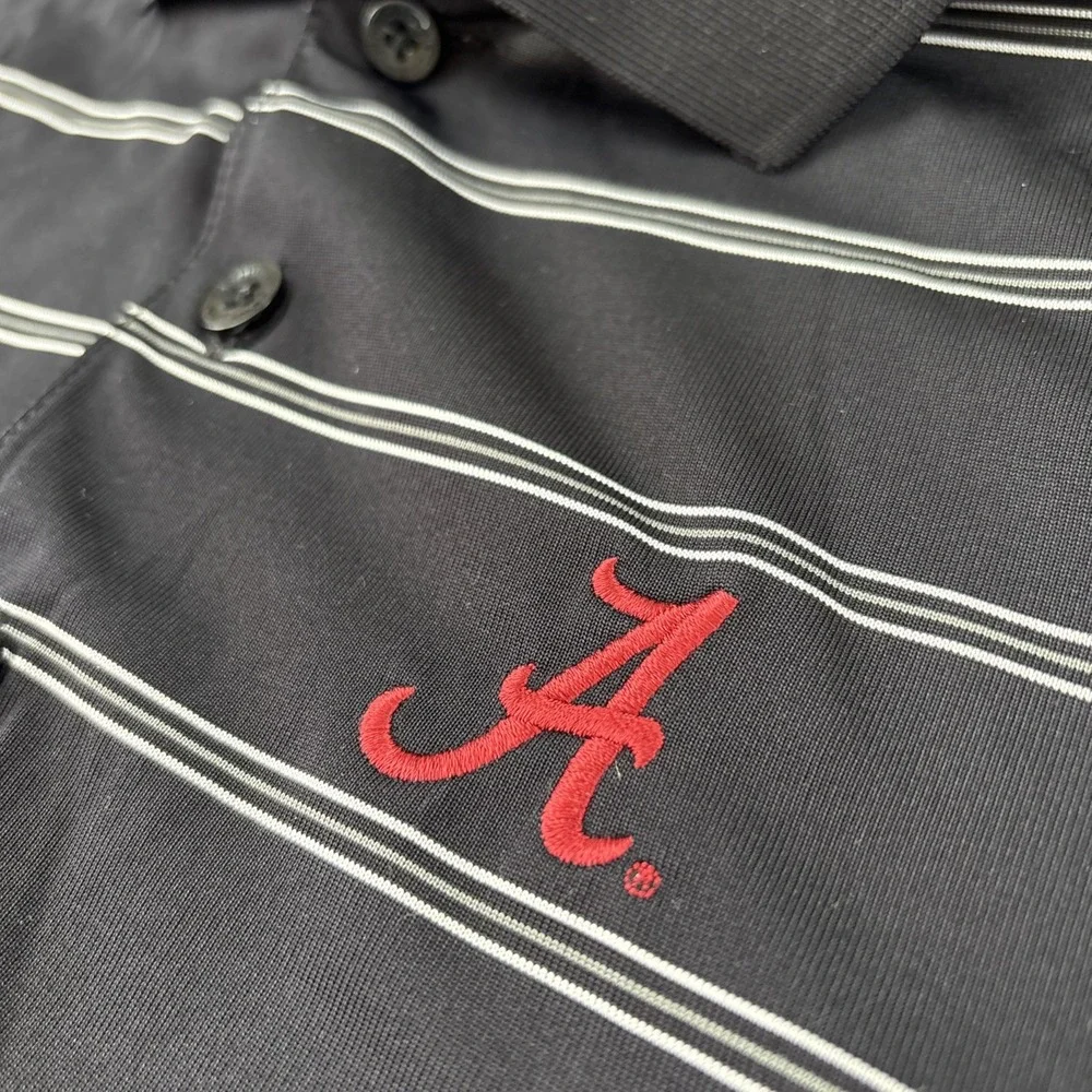 ALABAMA‎ CRIMSON TIDE Boys Performance Polo Shirt XS Black Stretch Football Golf